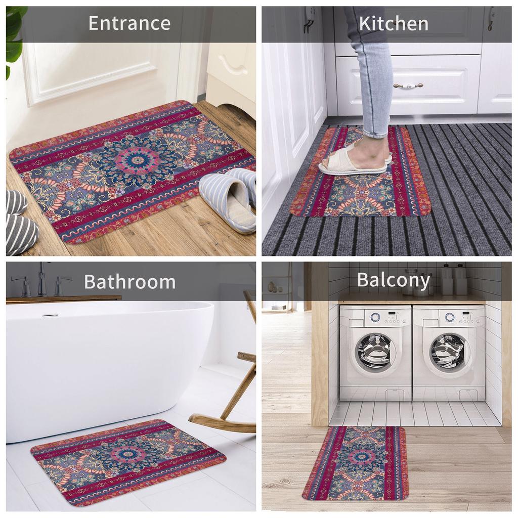 Antique Persian Rug Doormat Anti-Slip Kitchen Bathroom Mat Bedroom Balcony Door Floor Entrance Carpet Rug