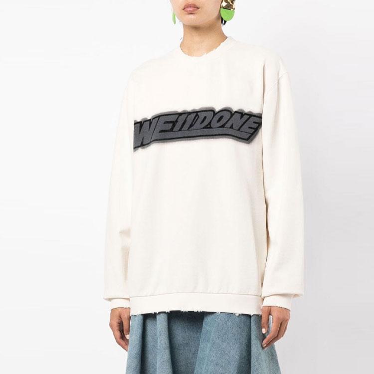 WE11DONE Ss22 Logo Print Crewneck Long Sleeve Sweatshirt Unisex Sweatshirt White WD-TS1-22-548-U-IV