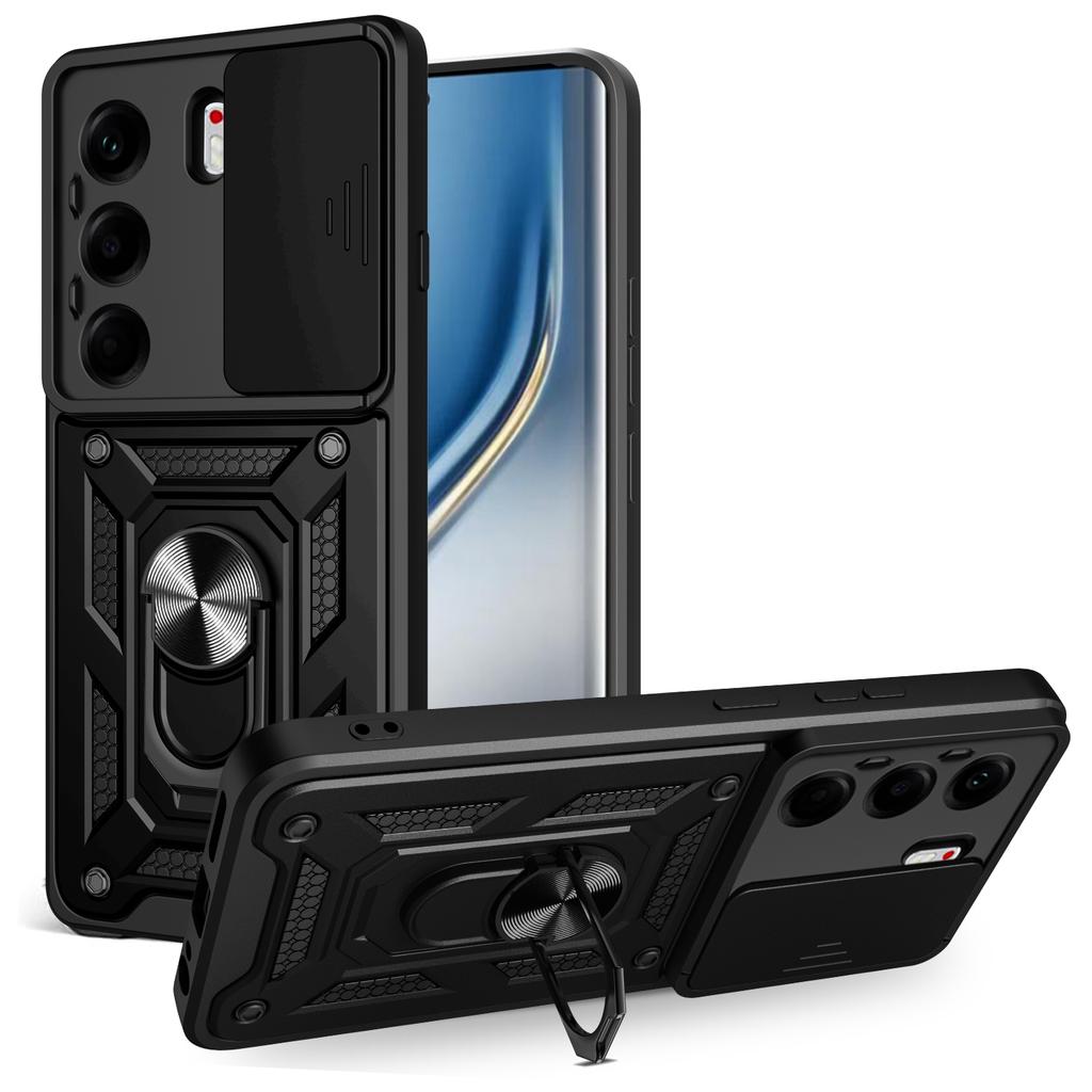 For TECNO Camon 40 Pro 4G Case with Slide Camera Lid PC+TPU Kickstand Phone Cover