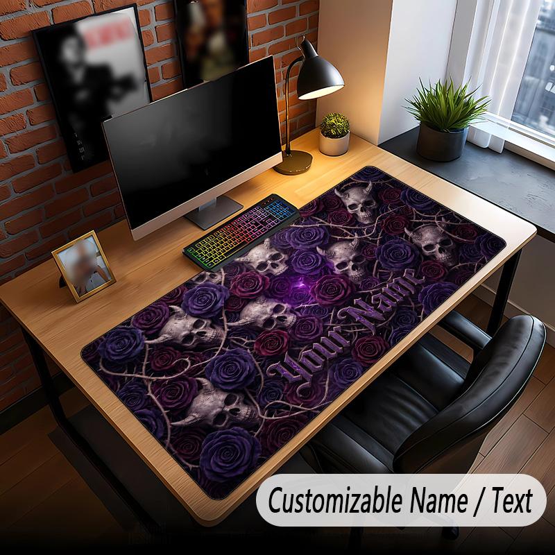 Skull Gothic Theme Custom Mouse Pad Personalized With Name Text Customized Desk Mat For Office Home Decor
