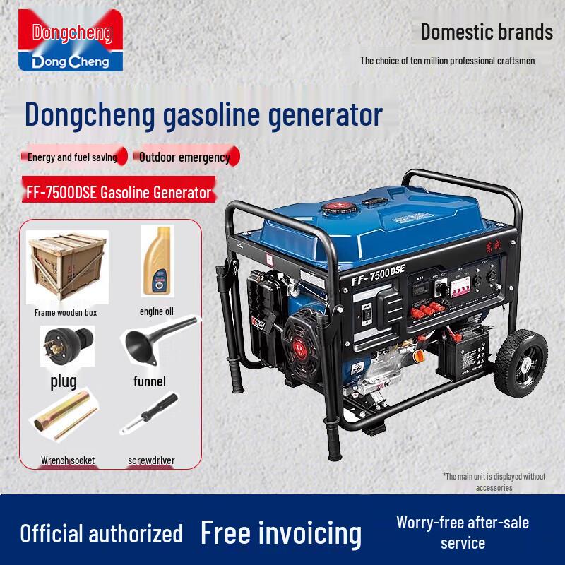 Dongcheng FF-7500DSE 6.5KW Portable Gasoline Generator CN plug (adapter included)
