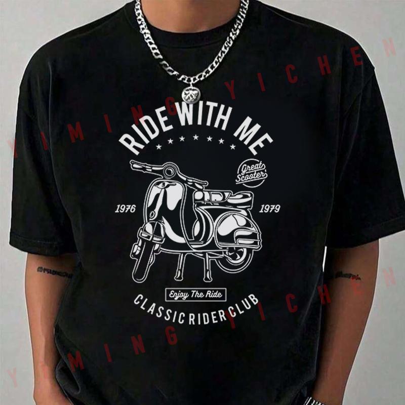 Scooter Ride With Me Motorcycle Biker MOD Motorbike T-shirt Casual Mens Sportswear Top Tee