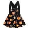 Kvinners uformelle mote Halloween trykt V-hals vintage kjole