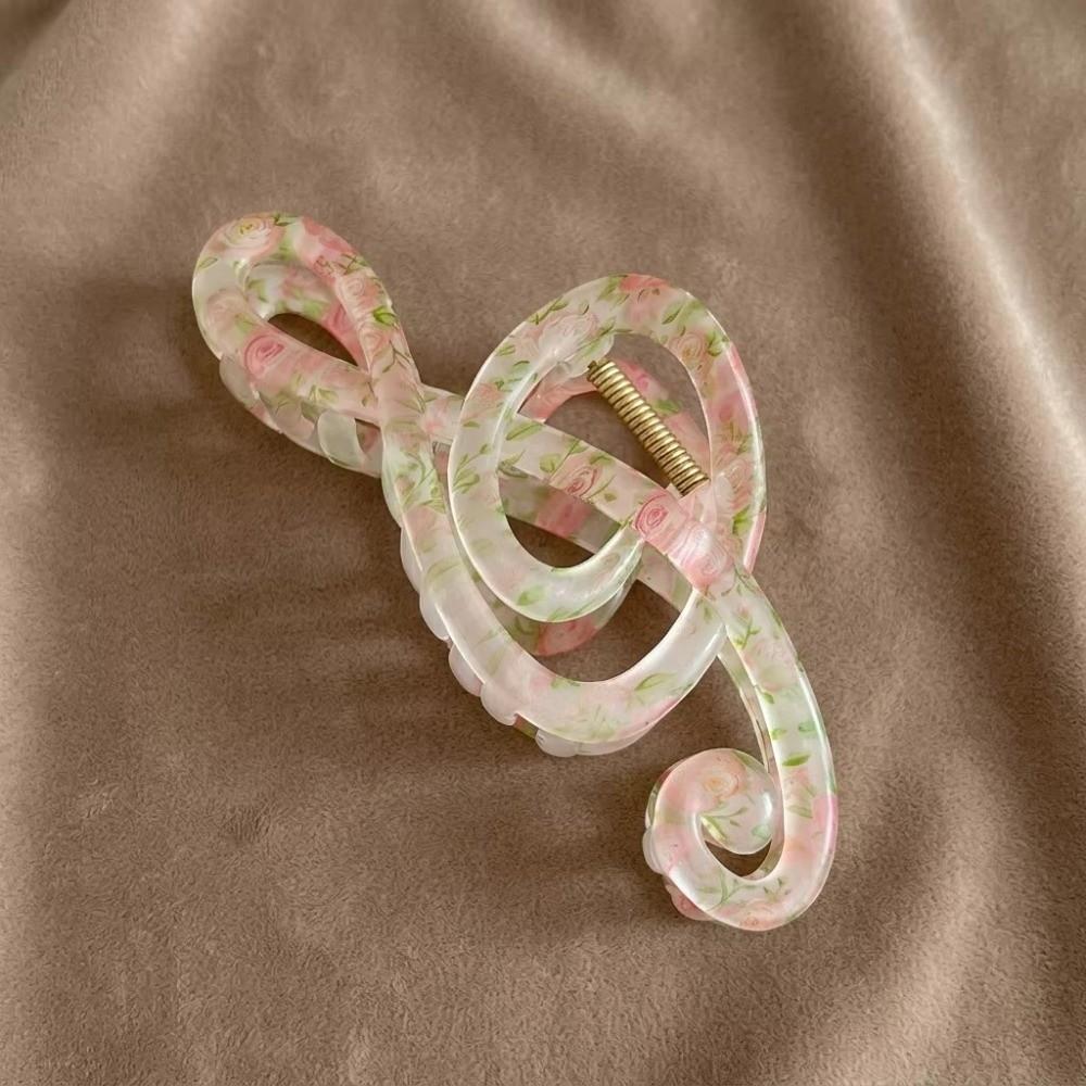 Matte Finish Music Note Hair Claw Clip Floral Pattern Updo Hair Clip  Girls Hairstyles