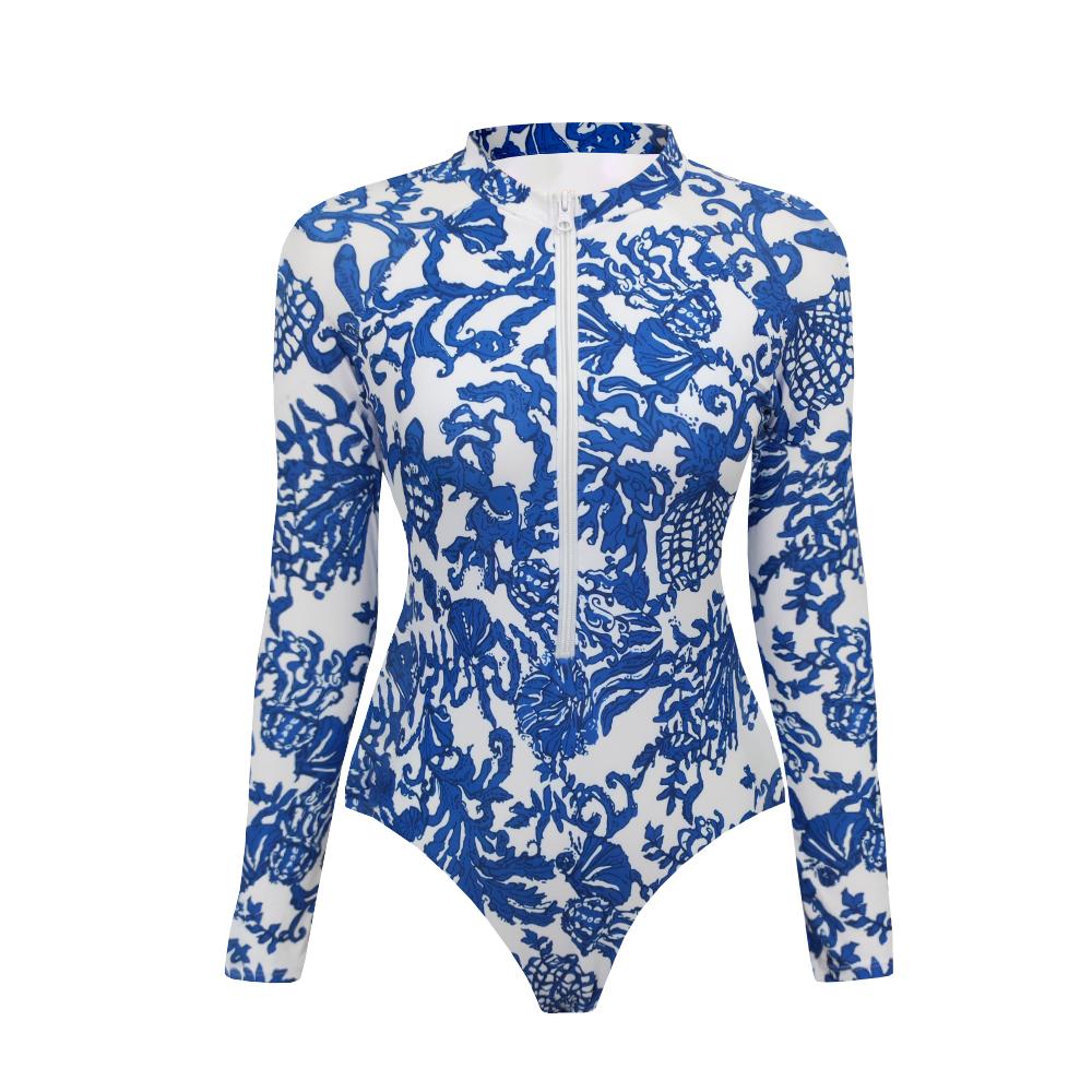 2025 Surfing Sport Swimsuit Long Sleeves Women One Piece Swimsuit Swimwear Solid Monokini Bathing Suit Tropical Bodysuit Female
