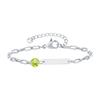 Custom Birthstone Bracelet with Name Personalized, Adjustable Paperclip Link Bracelet, Christmas Birthday Gift for Women