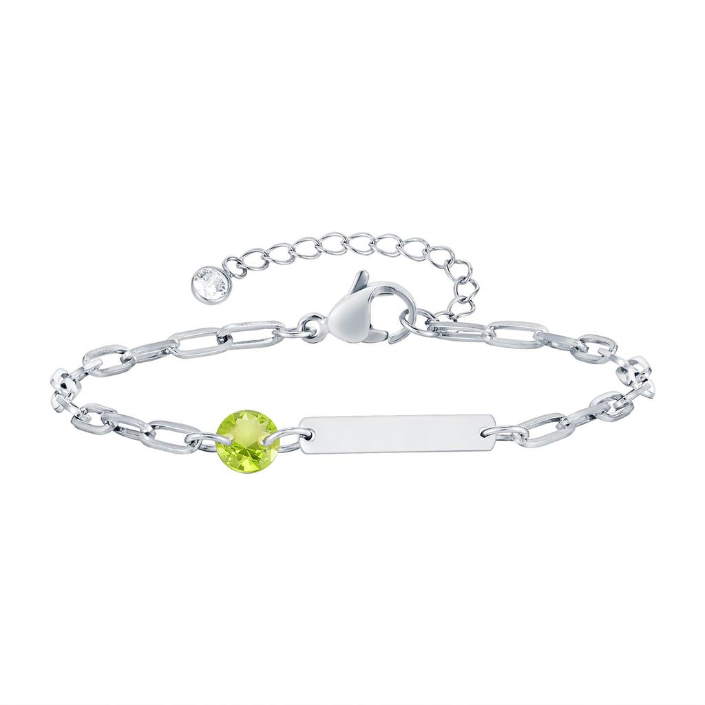Custom Birthstone Bracelet with Name Personalized, Adjustable Paperclip Link Bracelet, Christmas Birthday Gift for Women