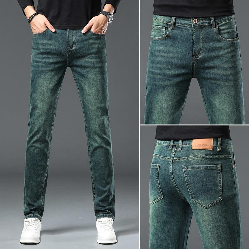 

Весна и осень зима новые мужские плюшевые/обычные джинсы облегающие прямые эластичные деловые универсальные длинные брюки 29