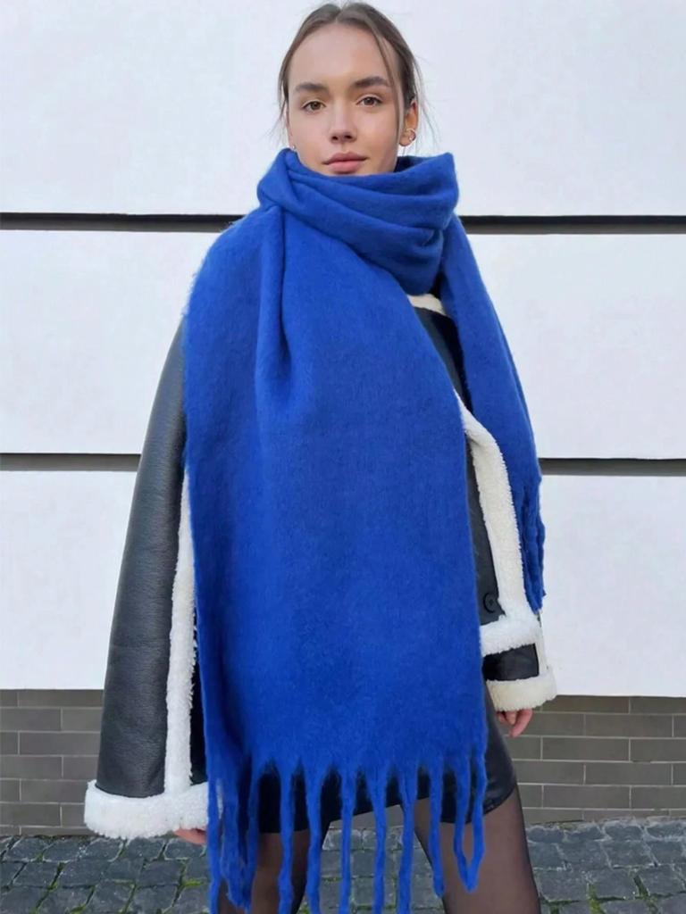 Winterschal für Damen Warm Einfarbig Pashmina Decke Wickeltuch Weiblich Dick Weich Bufanda Große Quaste Schal Lang Poncho Echarpe