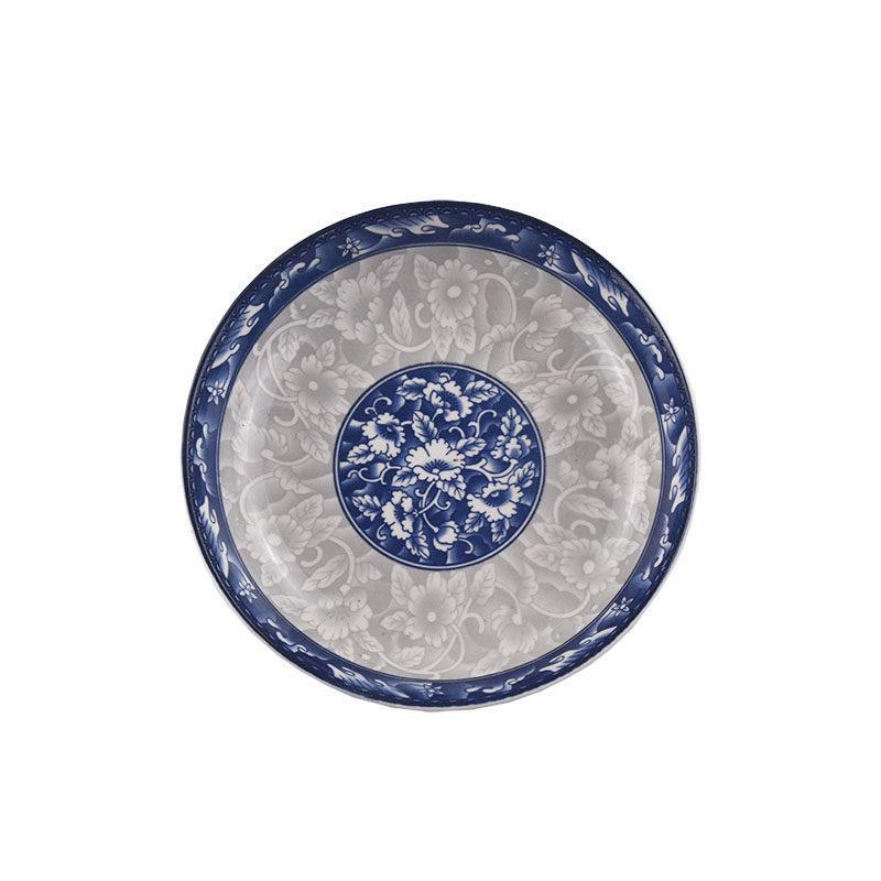 Set de 4 farfurii ceramice japoneze alb-albastru, de 8 inch: Include farfurie adâncă, farfurie pentru orez și farfurie pentru friptură.