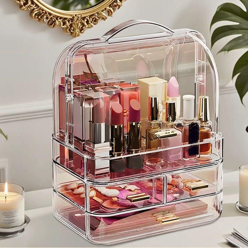 Clear Makeup Storage Rack Drawer Style Lipstick Holder Large Lip Gloss Storage Stand  for Bathroom