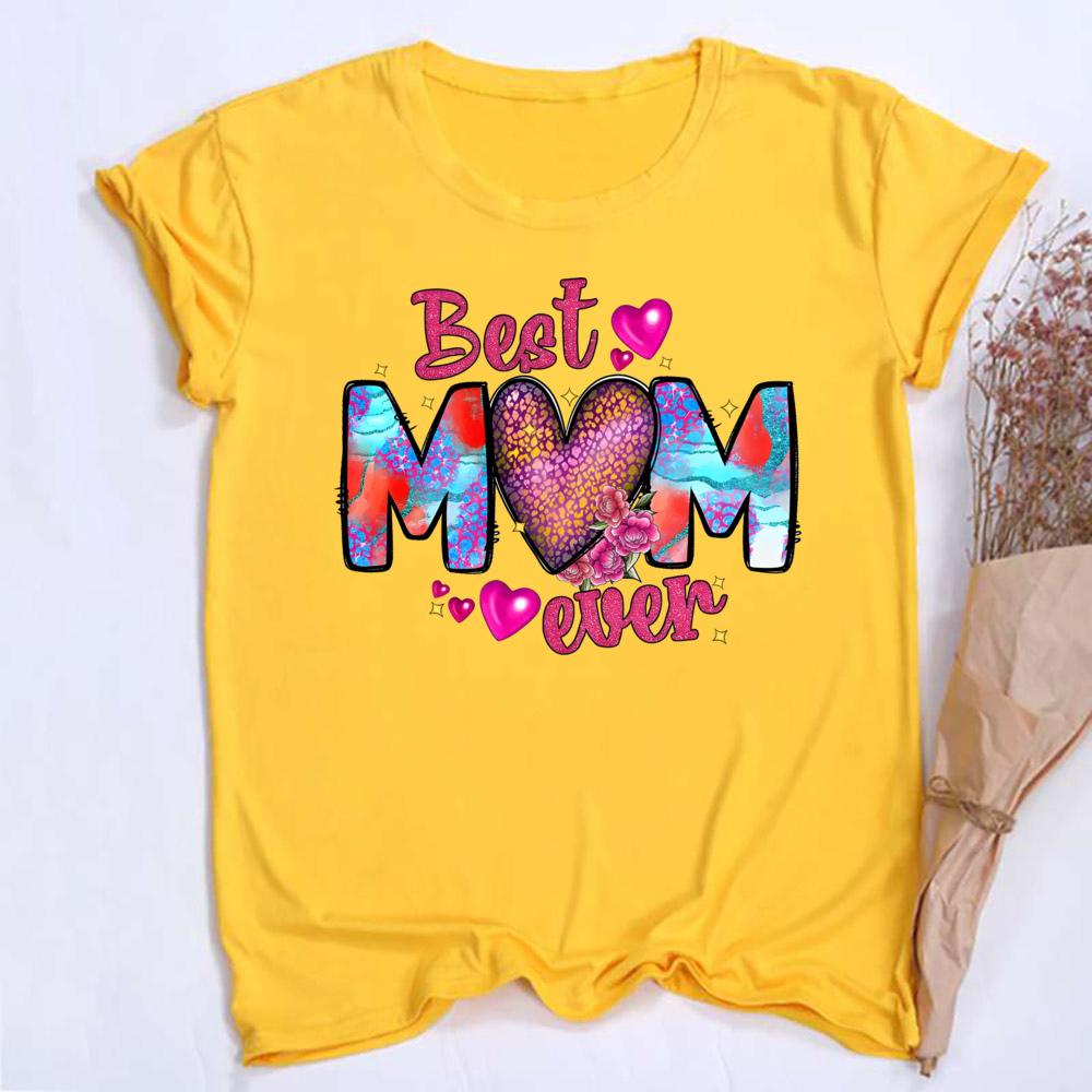 1pc Blessed Mom Best Mom Ever Letter TShirts Great Mothers Day Gift Round Neck Casual Short Sleeve Women Clothes