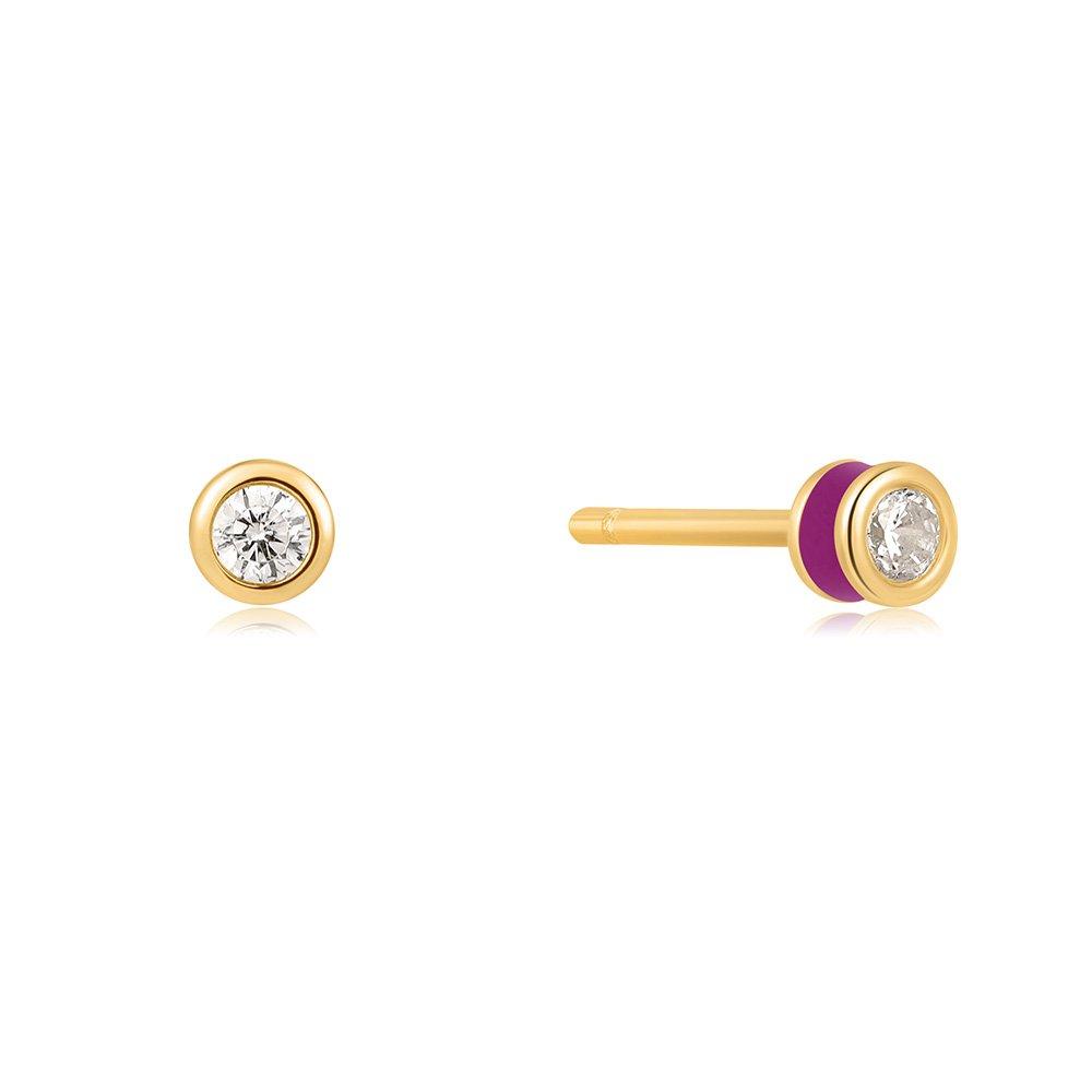 Berry Violet Enamel Stud 925 Silver Earrings e028-01G-R