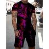 Summer Men'S Sports Outfit with a 3D Wolf Print Short-Sleeve T-Shirt And Shorts, Perfect for Casual Wear, Plus Size