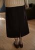 Junesi A-Line Long Slim Wool Skirt (Dark Brown)