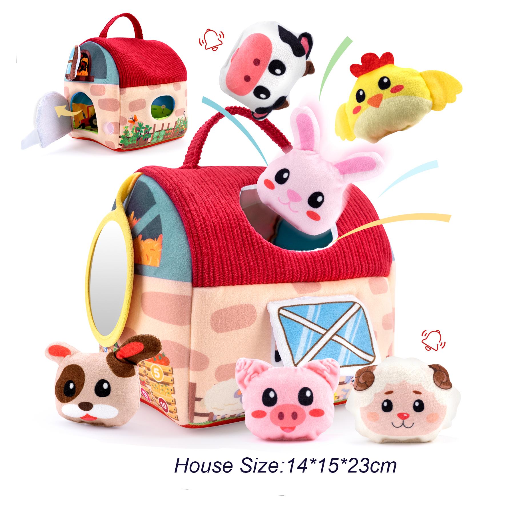 

Montessori Farm Barn Theme ideal for Infant Playthings Toddlers Developmental Plaything Gift featuring 6Pcs Stuffed Animal RattleSensory