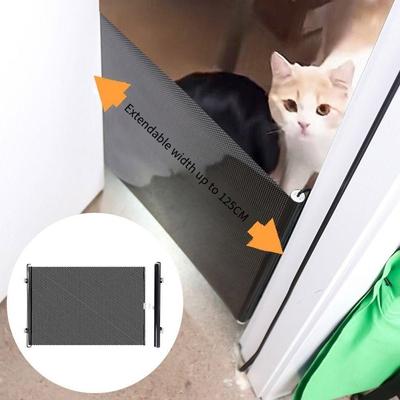 Einziehbare Haustierzaunbarriere mit universellen Haken Einfache Installation Haustiersicherheitstor Faltbares Haustier-Isoliergitter