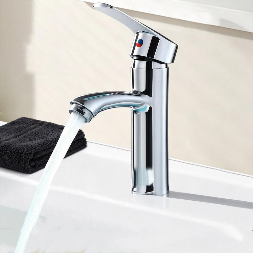 Single Lever Bathroom Faucet Bright Polished Chrome Finish Sink Mixer Tap Single Hole Hot/Cold Adjustable Lavatory Water Tap