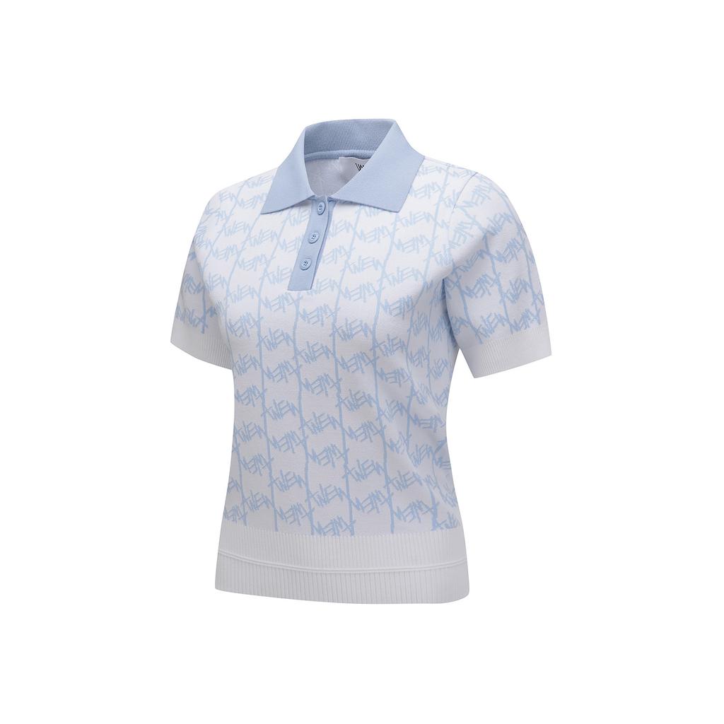ANEW GOLF Women Sm Logo Pattern Short Sleeve Sweater_Wh