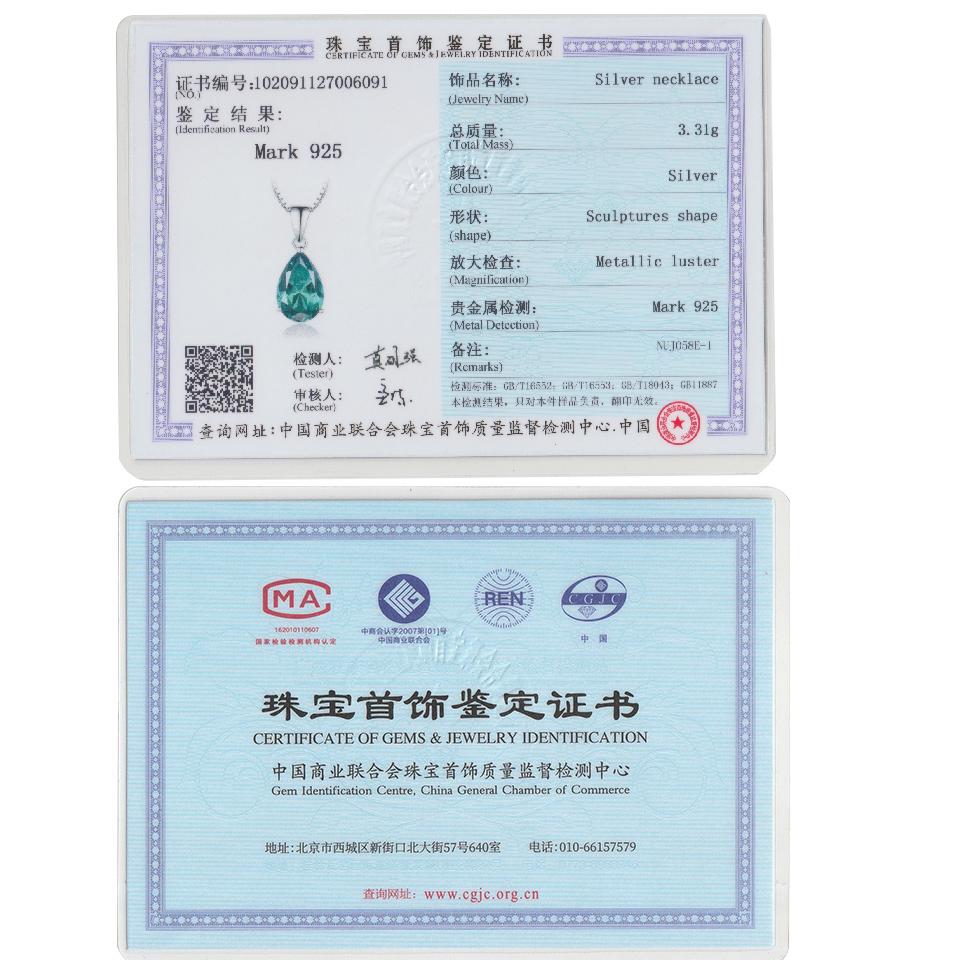 UMCHO Pendant Necklace for Women Nano Russian Simulated Emerald Gemstone Zircon Chain Necklace for Women