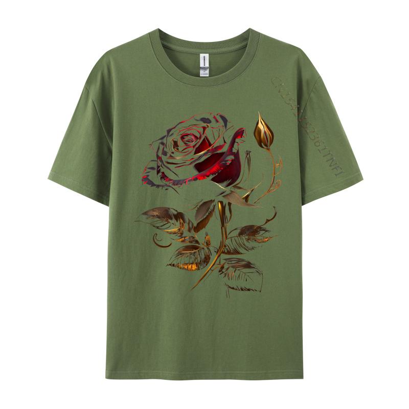Deep Red Rose Black And Gold for Normal Man 2024 New Design Luxury Designer T-Shirts Cotton Fabric Men Tshirt Europe Tees