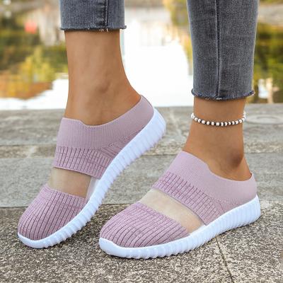 Elastic Band Women's Casual Half-slippers, Sporty Women's Shoes Worn Outside, Breathable Women's Slippers with Mesh Surface