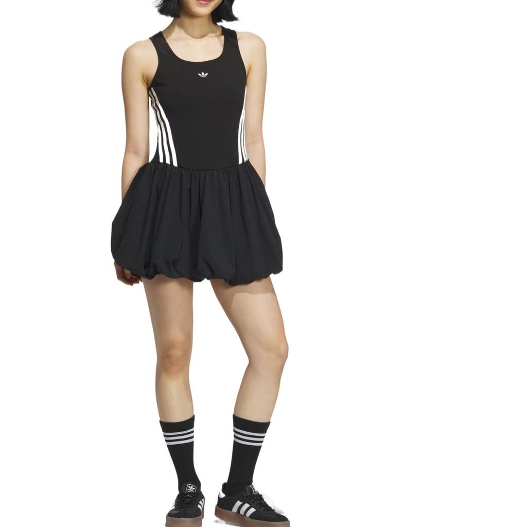 adidas Originals Bubble Dress Comfortable Casual Simple Versatile Sleeveless Dress Women Dresses Black KE5074