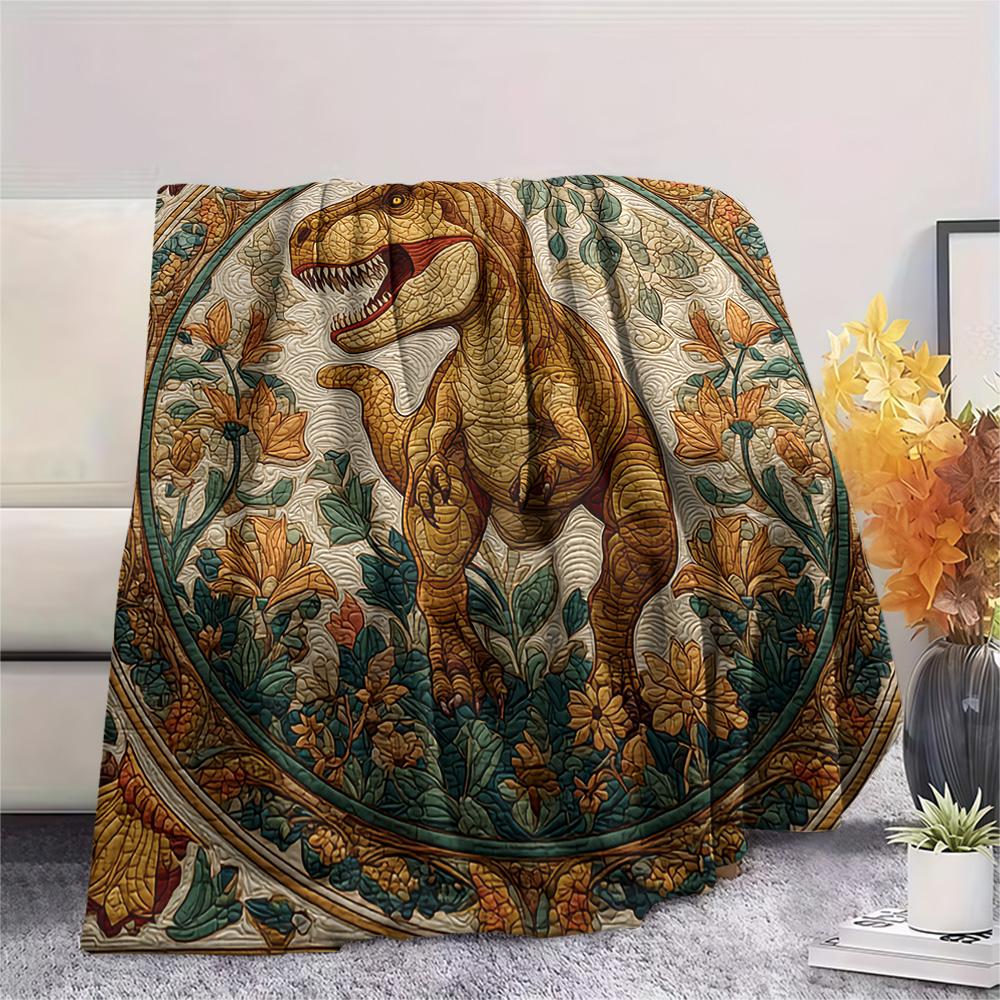 Dinosaur Print Flannel Blanket, High quality Comfortable for All Seasons, Home Decor, Warmth and Comfort, Perfect for Christmas Gifts