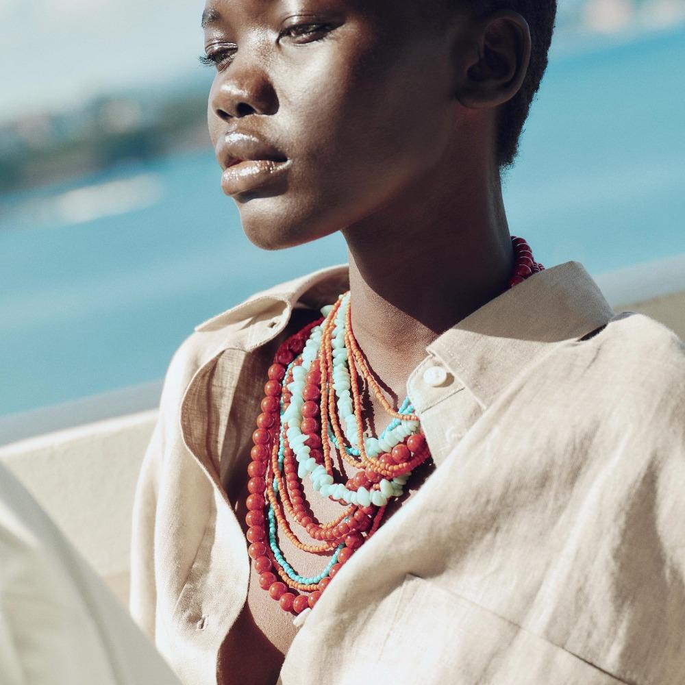 Colorful Gravel Layer Baroque Necklace Bohemia Style Beads Chains Necklace  Jewelry