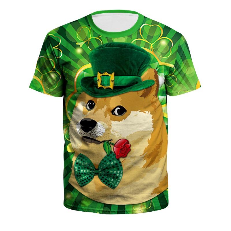 2025 New Spring Foreign Trade St. Patrick's Day 3D Digital Printed Round Neck Short Sleeved Men's T-shirt