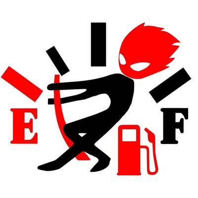 Waterproof Pvc Funny Car  Stickers High Gas Consumption Decal Angry Boy Adjusting Fuel Gauge Car