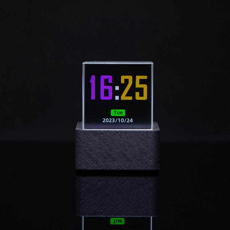 Crystal Cube Photo Display Holographic Desktop Smart Weather Station Digital Clock With Gif Animations Album