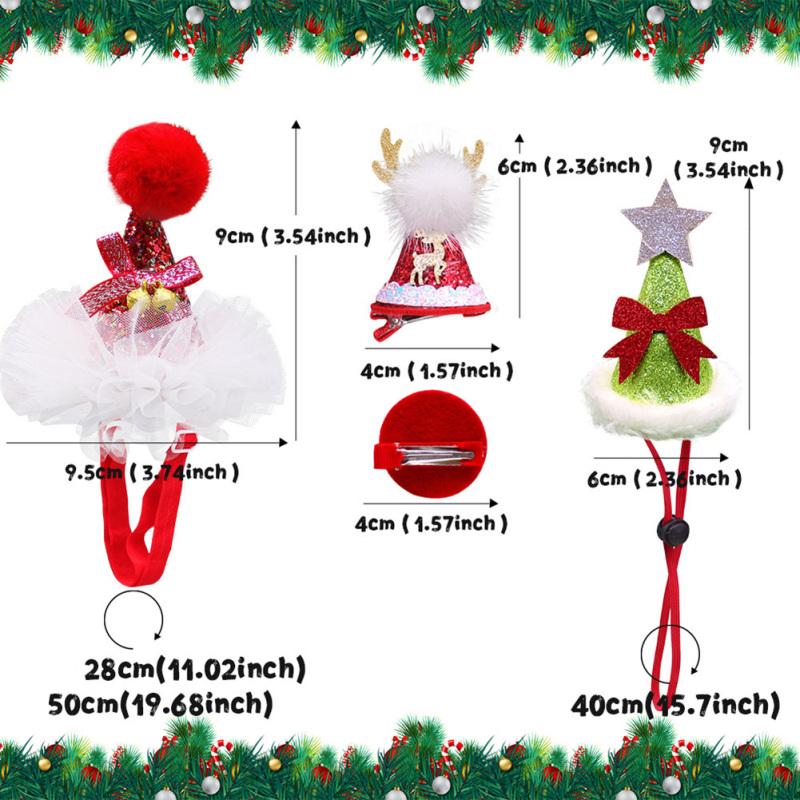 Pet Lace Christmas Hat Headdress Adjustable Drawstring Design Pet Supplies For Christmas Parties