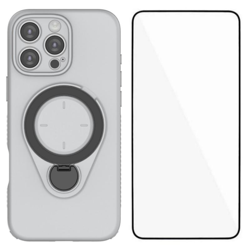 For iPhone 16 Pro Max Case with Tempered Glass WANLONFENG JH Series PC TPU Kickstand Phone Cover