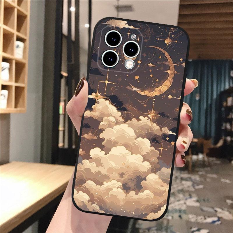 Scenery Anime Art Night Sky Stars moon Phone Case For iphone 17 Pro Max Air 16 15 14 13 Pro Max 15 16 Pro 15Plus