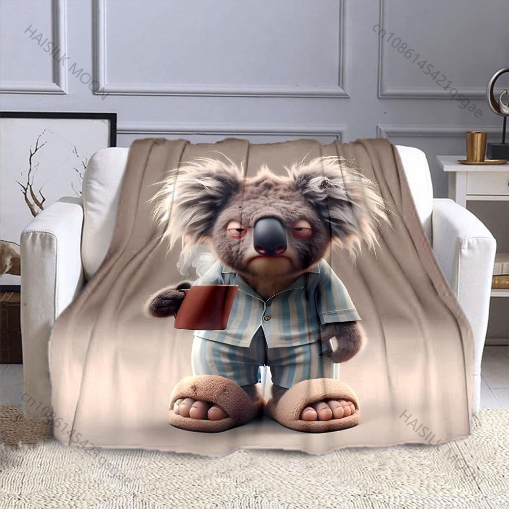 

Koala Wakes Up Print Blanket Warm Soft Fluffy Kids and Adult Sofa Bed Throw Blanket for Home Travel Camping Large Size 75x90cm