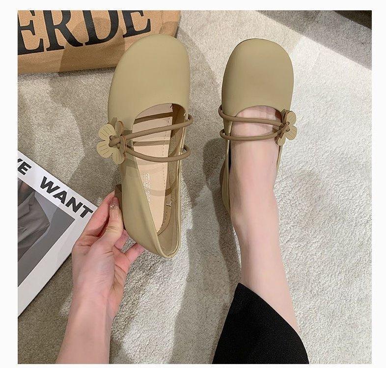 Abendschuhe mit weicher Sohle Damen 2025 Herbst neu lässig Retro Ein-Pedal Oberbekleidung weiches Leder flacher Mund Doudou Einzelne Schuhe Damen