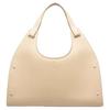 Logo Embossed Zipper Closure Calfskin Handbag Women Handbags Beige 6301894