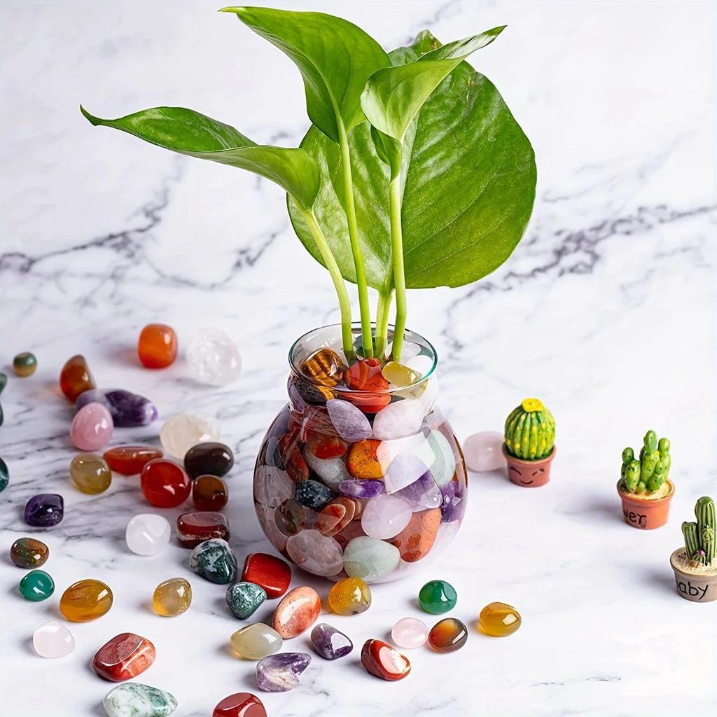 Mixed Color Polished Crystal Gravel for Fish Tanks, Flower Pots, Landscaping, and Children's Gem Digging