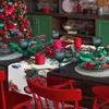 Christmas Ball Poinsettia Flowers Berry Linen Table Runner Party Decor Winter Xmas Snowflake Table Runners Christmas Decorations