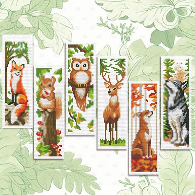 Forest Animals DIY Cross-Stitch Bookmark Set - Handmade Craft Material Kit, Hot-Selling Special Offer