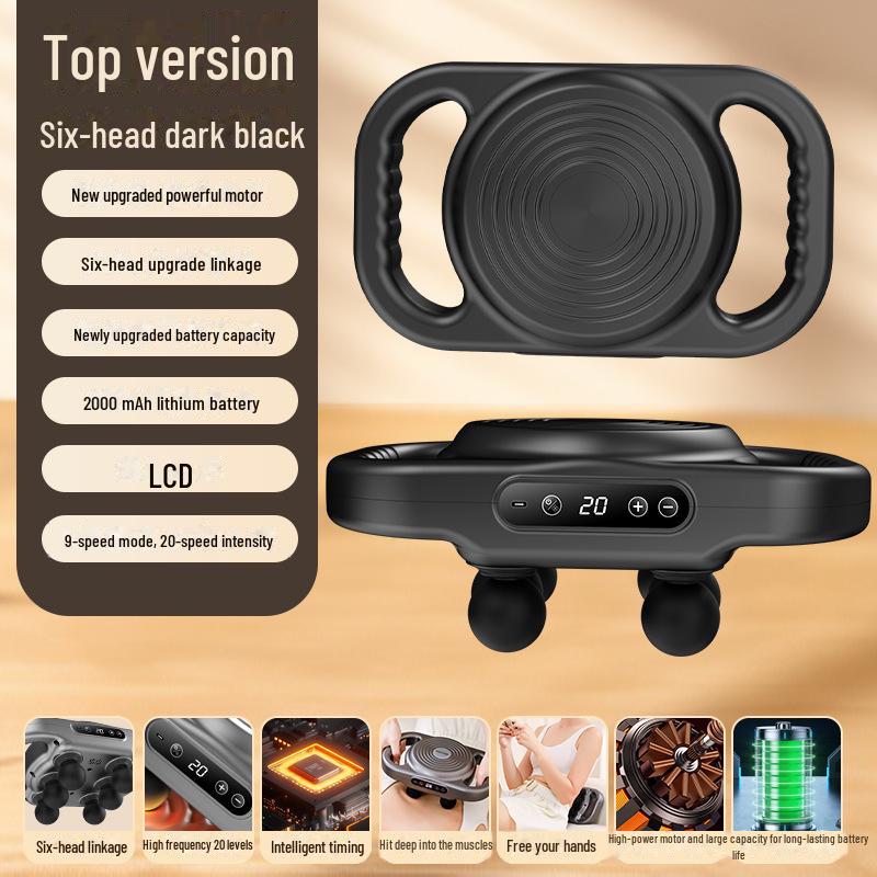 

Акумуляторний професійний масажер для фасцій - 6 головок для фітнесу та масажу м язів 6-head fascia gun чорний