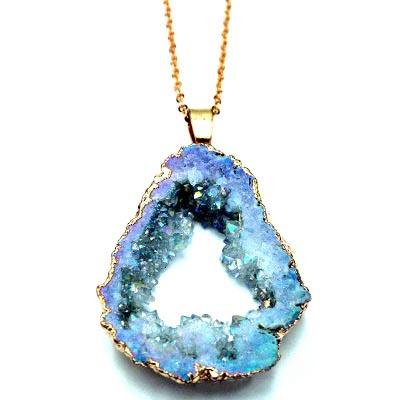 Irregular Agate Natural Stone Druzy Pendant Necklace for Women DIY Crystal Quartz Pendant Necklace Gmstone Jewelry