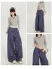 Women's High Waist Plaid Wide-Leg Casual Pants - Autumn Button-Down Style