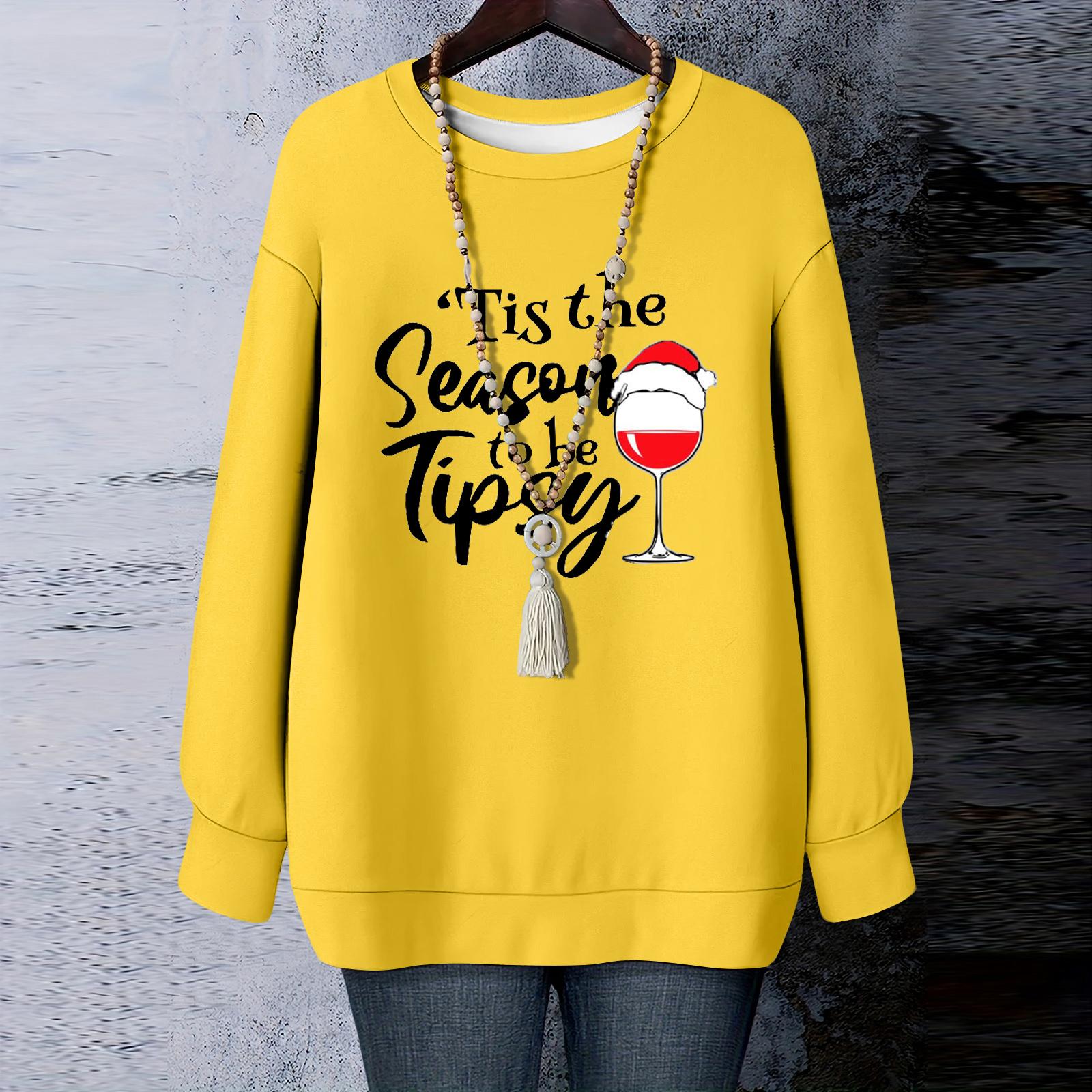 

Женская рождественская футболка с круглым вырезом и длинными рукавами XL жёлтый