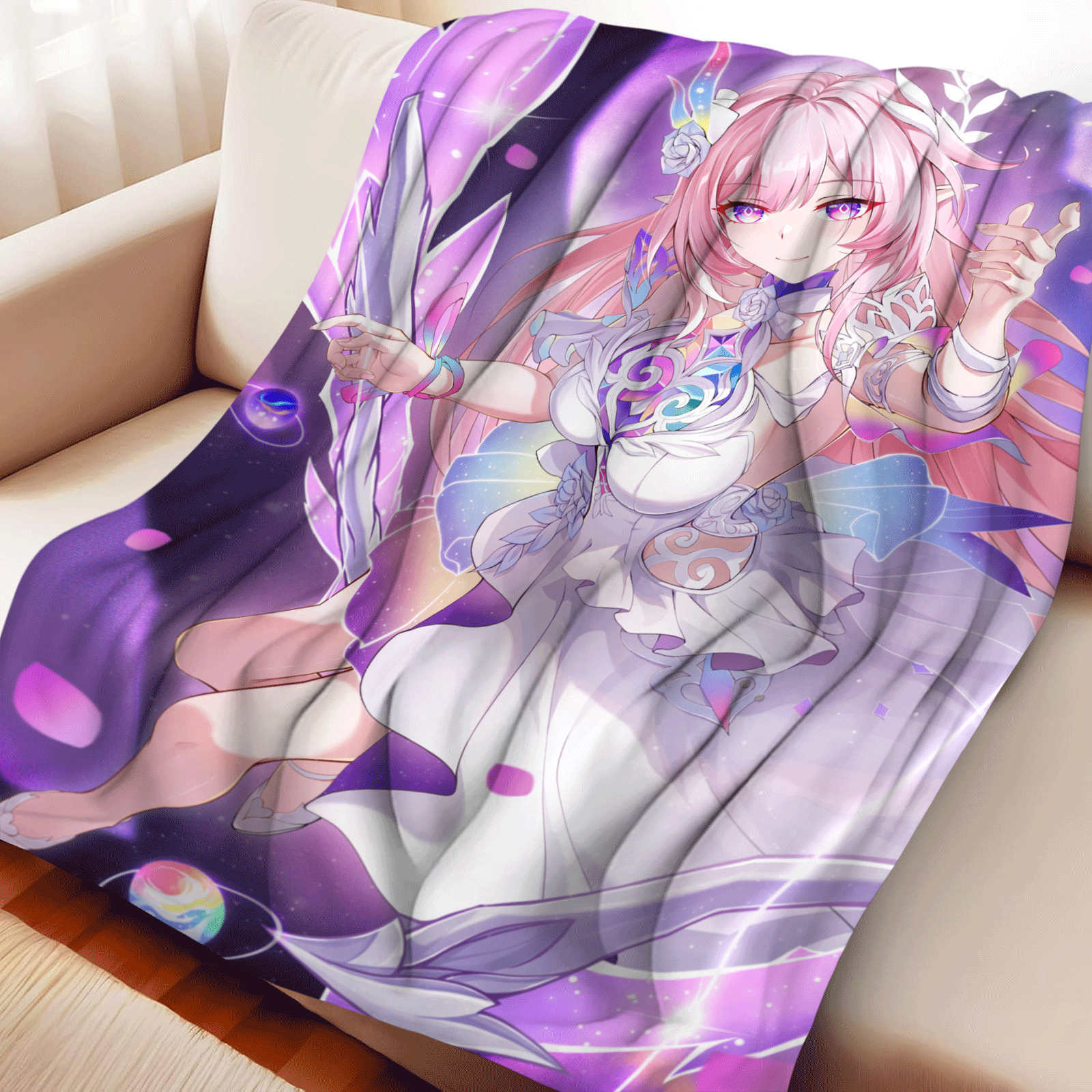 Cartoon Honkai: Star Rail Cyrene Flannel Blanket Warmth Soft Anime Pink Nap Blanket Multifunctional Decoration Blankets 130x150cm