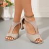 Fashion New Fashion Stiletto Hollow Fish Mouth Sandals Women's Plus Size Round Toe Shallow Mouth Bag Heel Non-Slip High Heels
