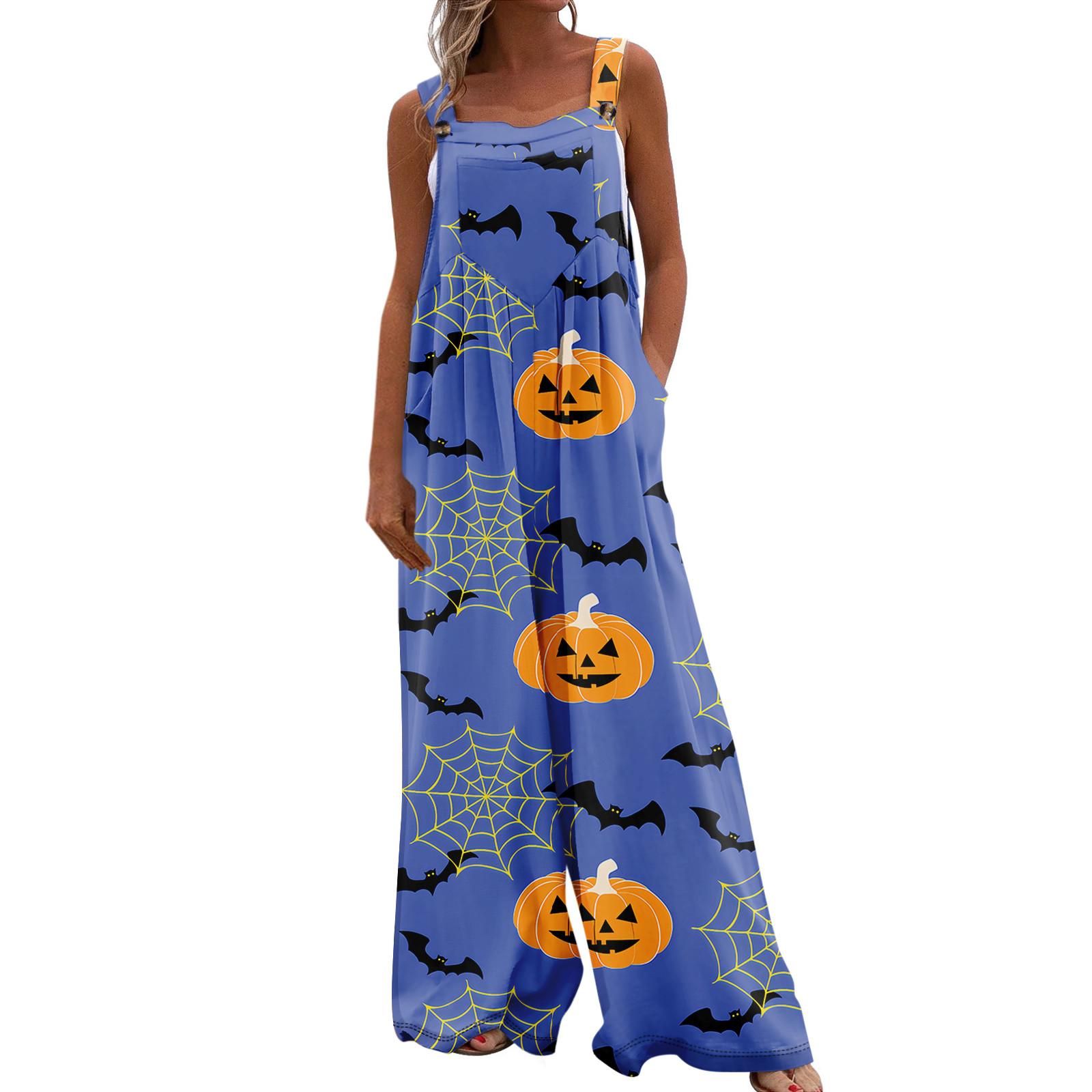 Женский повседневный свободный комбинезон с длинными брюками и пуговицами без рукавов — фото 3