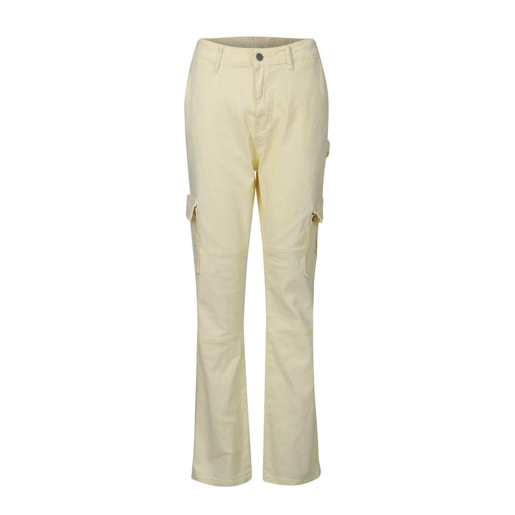 Women's Fashionable Hip Pants High Waist Multi-Pocket Work Clothes Elastic Pencil Pants