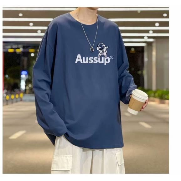 Printed Autumn Winter Sweater Men's Spring and Autumn 2024 Korean New Round Neck Loose Top Chic Hong Kong Style Trendy